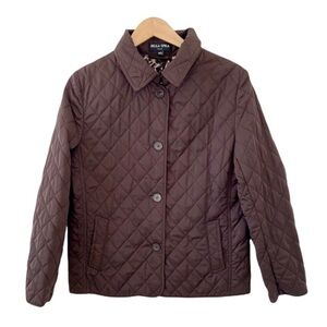 Italian Quilted Chocolate Brown Spring Button Up Boxy Coat